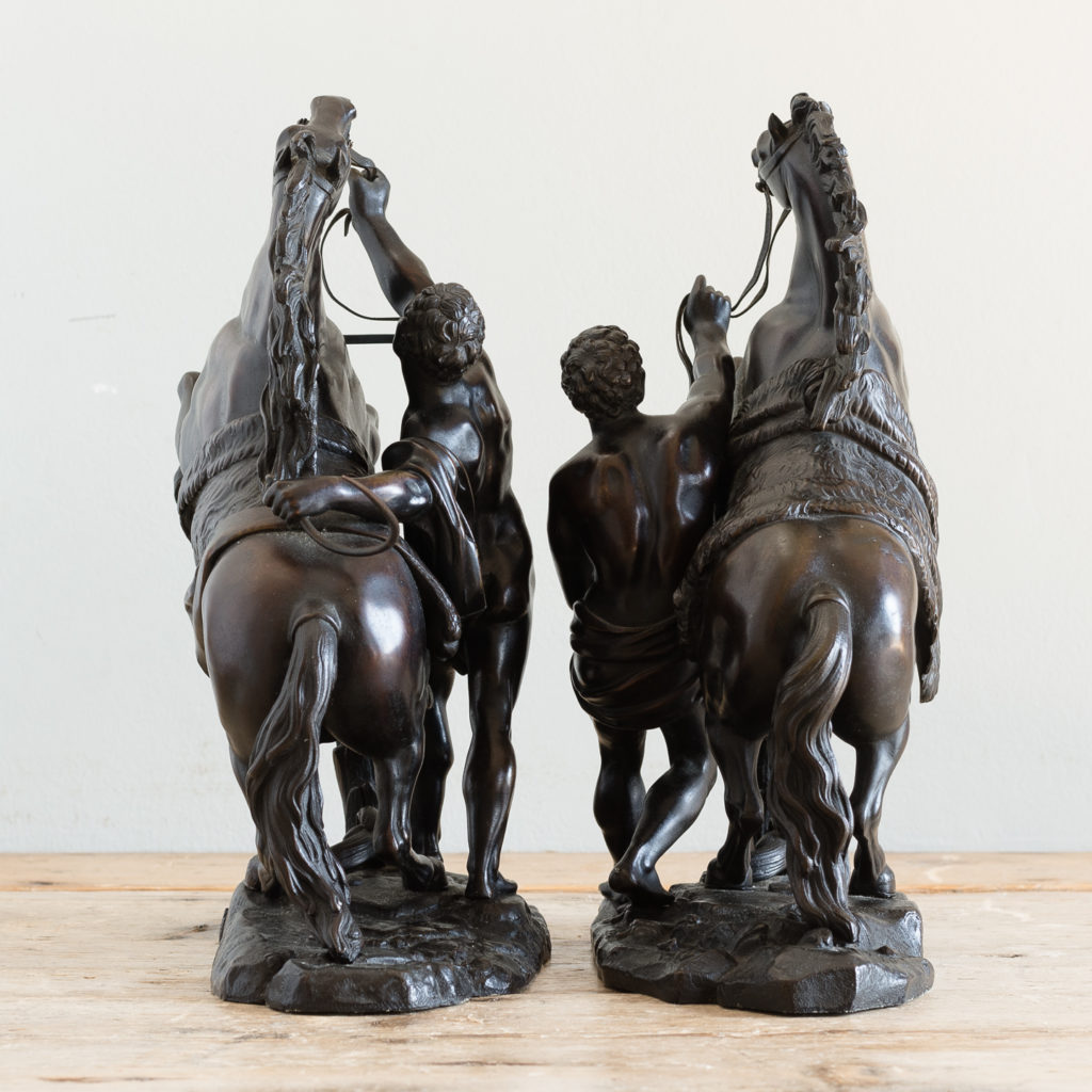 Pair of late nineteenth century bronze Marly horses,