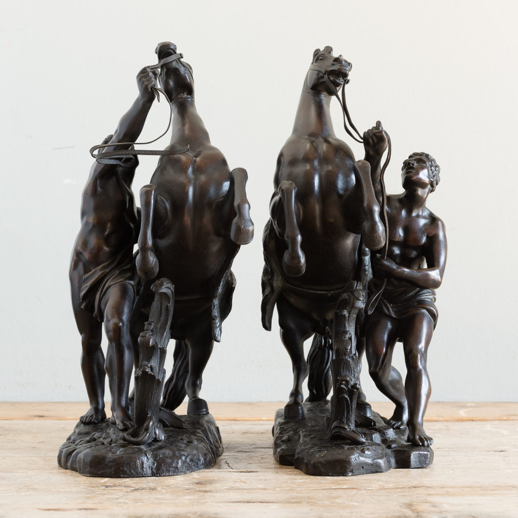 Pair of late nineteenth century bronze Marly horses,