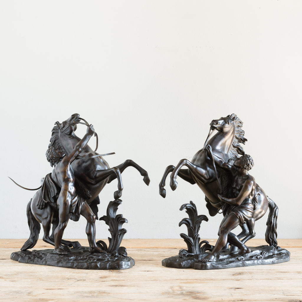 Pair of late nineteenth century bronze Marly horses,