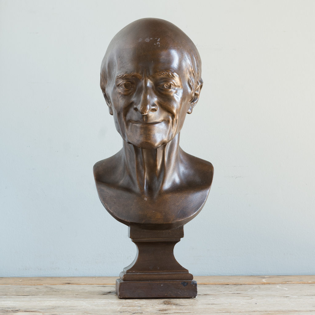Plaster portrait of bust of Voltaire,