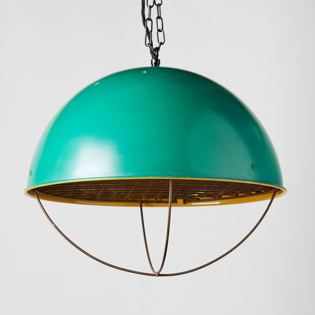 Reclaimed industrial caged pendant light,-128053