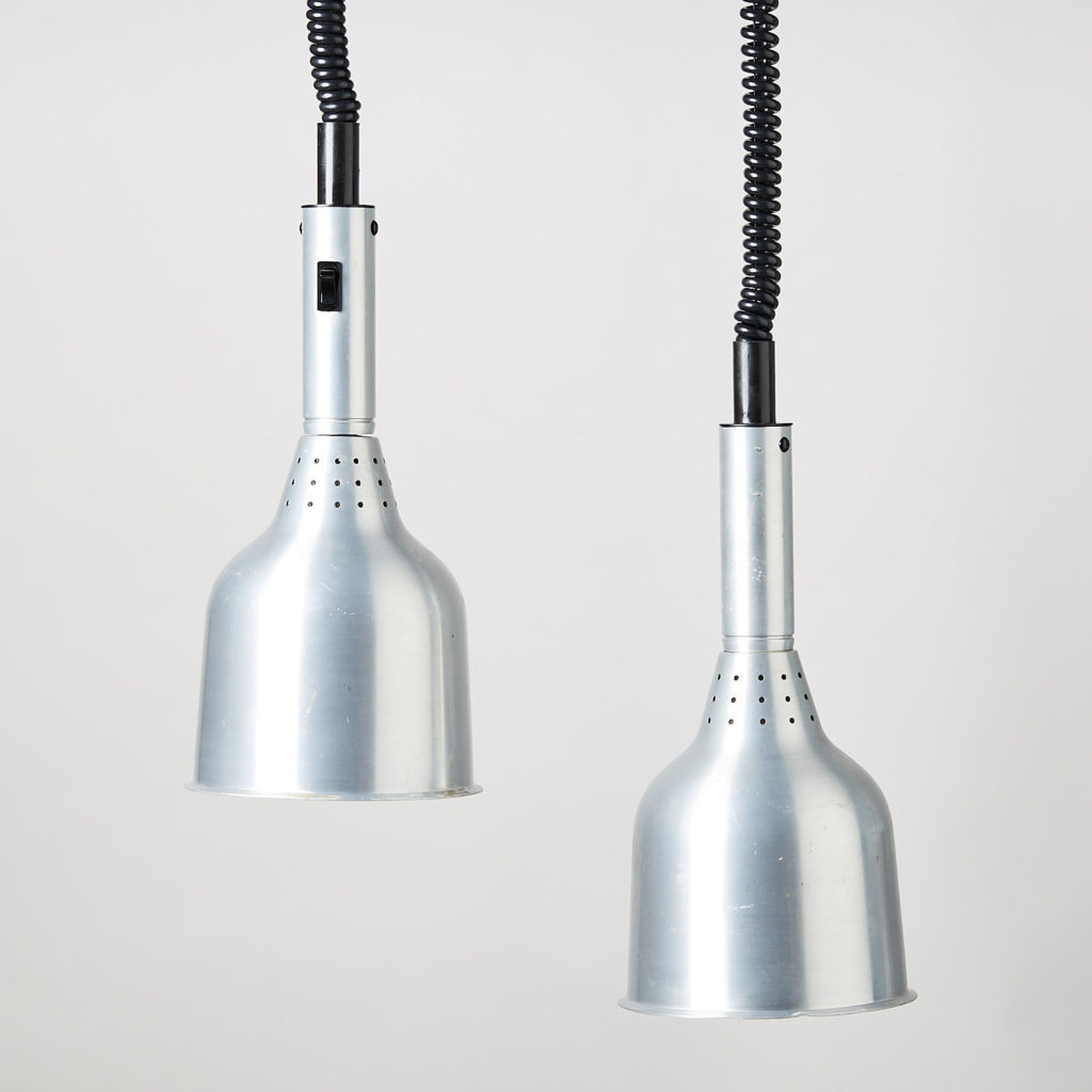 A pair of spun aluminium ceiling lights,-128038