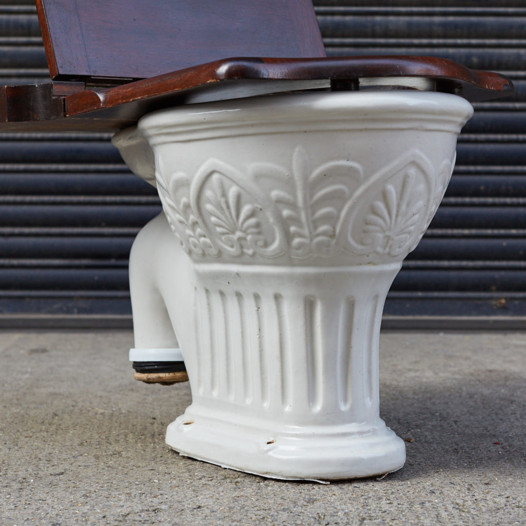 A hinged mahogany lavatory seat, -128341