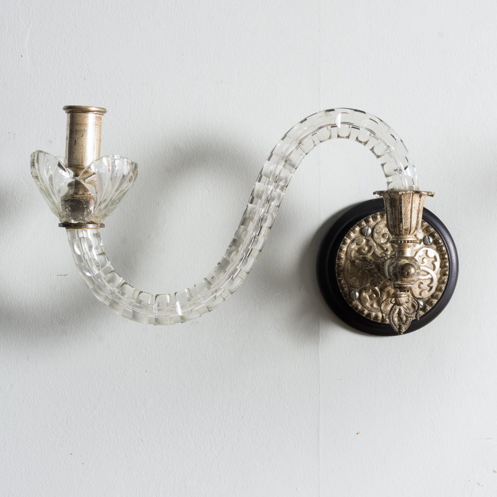 Pair of nineteenth century cut glass candle sconces,