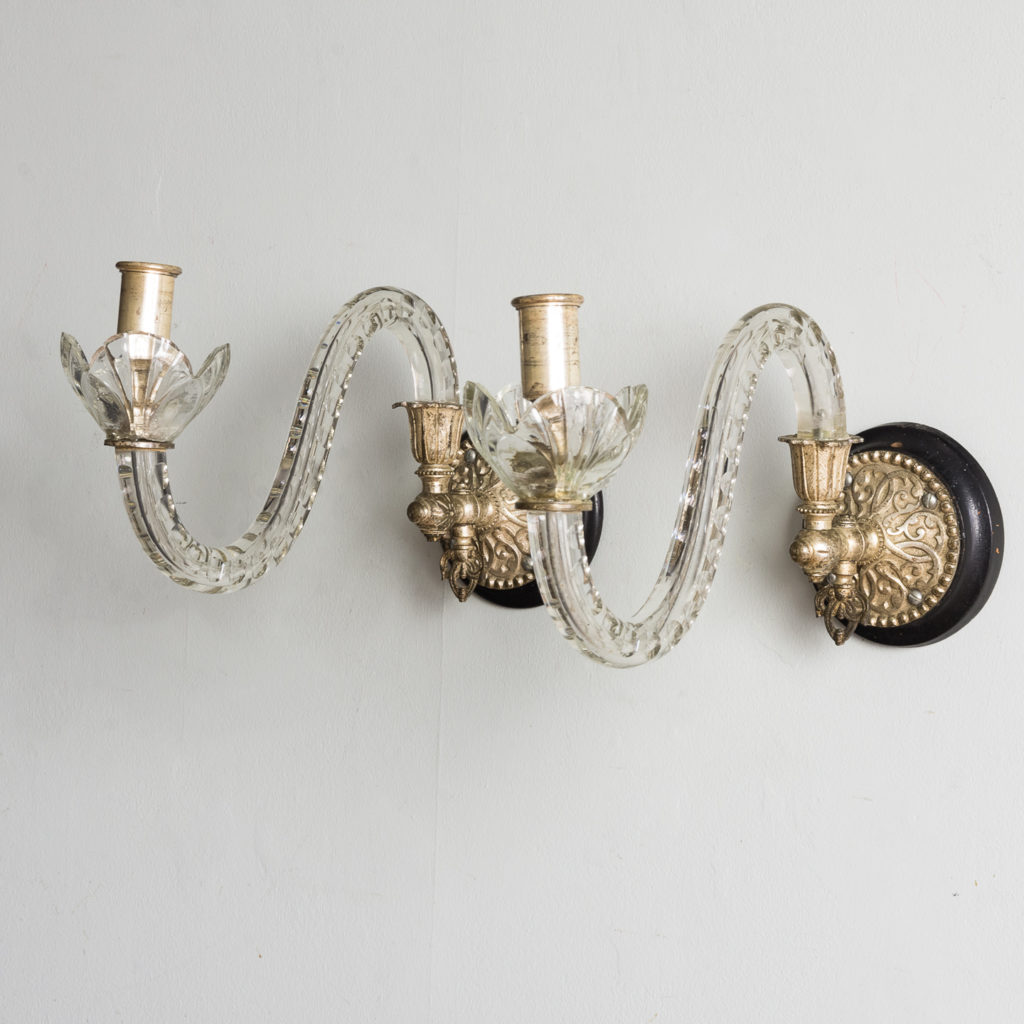 Pair of nineteenth century cut glass candle sconces,