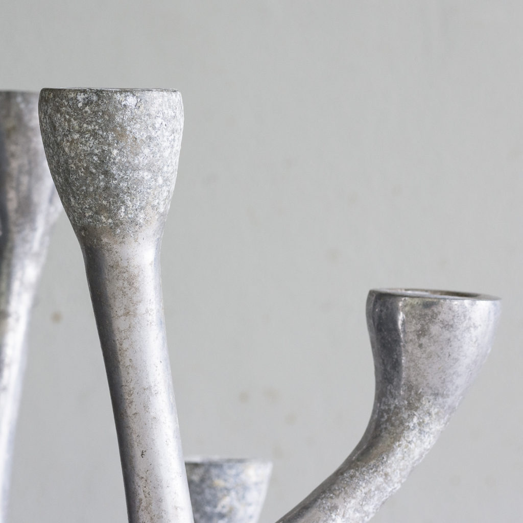 Pair of 1970s cast aluminium candelabra,-128258