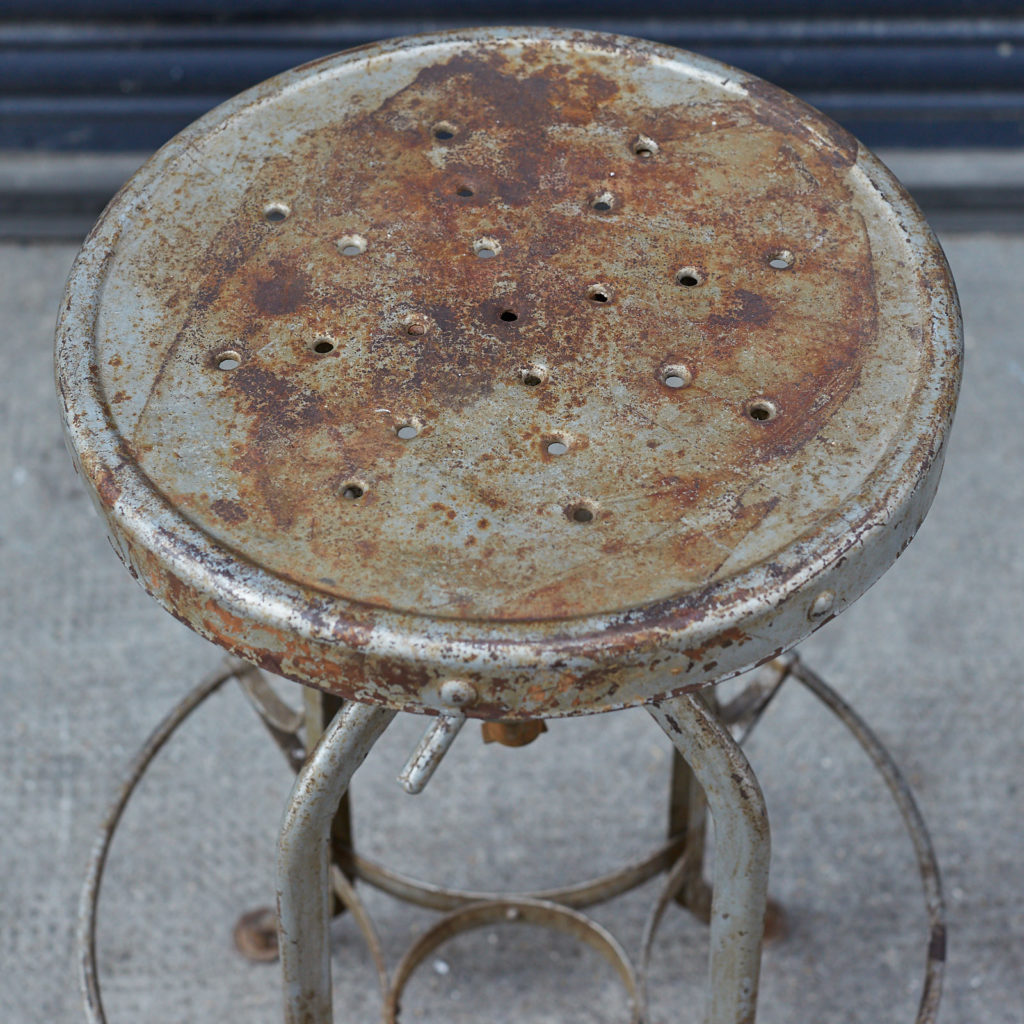 Reclaimed factory stool,-128989