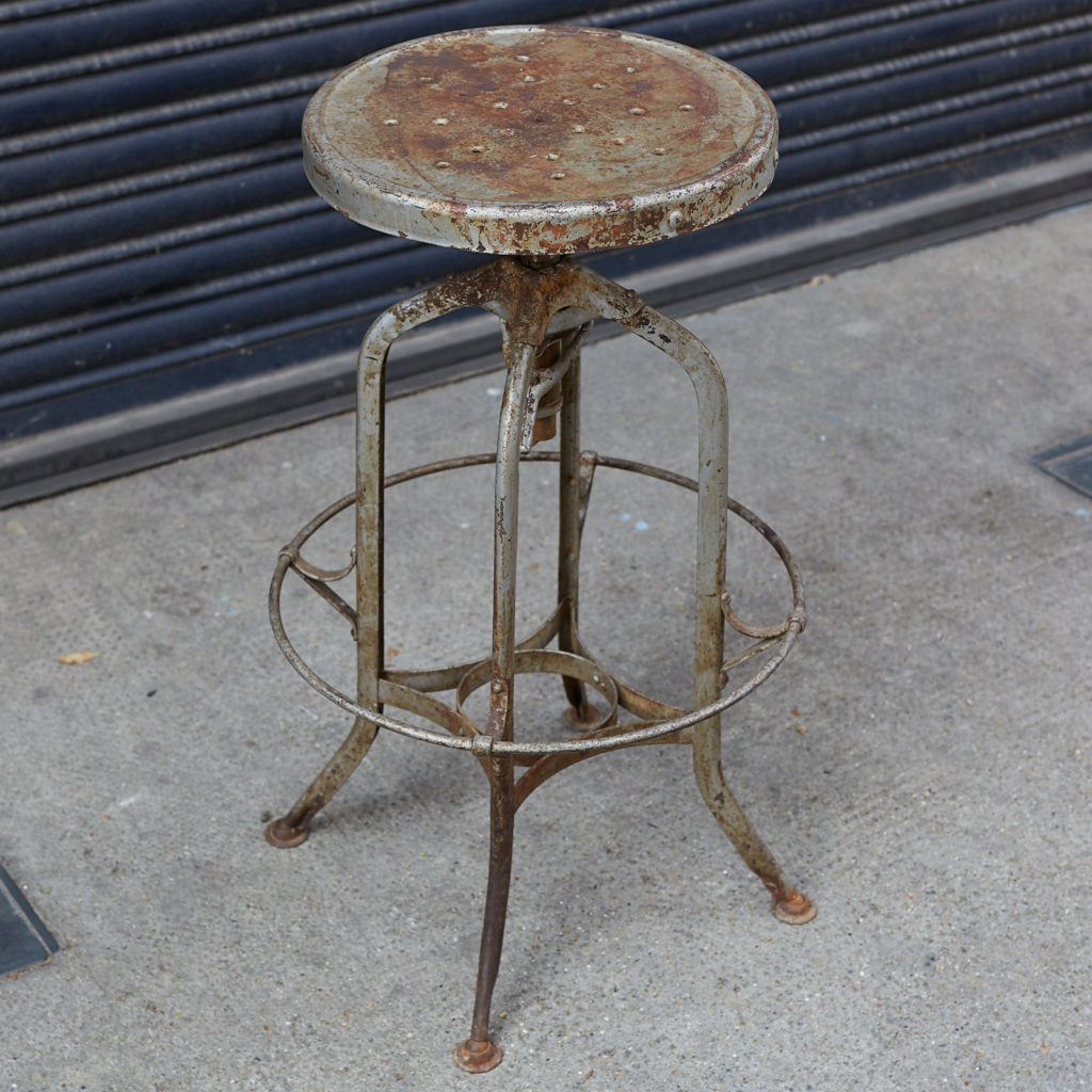 Reclaimed factory stool,-128995