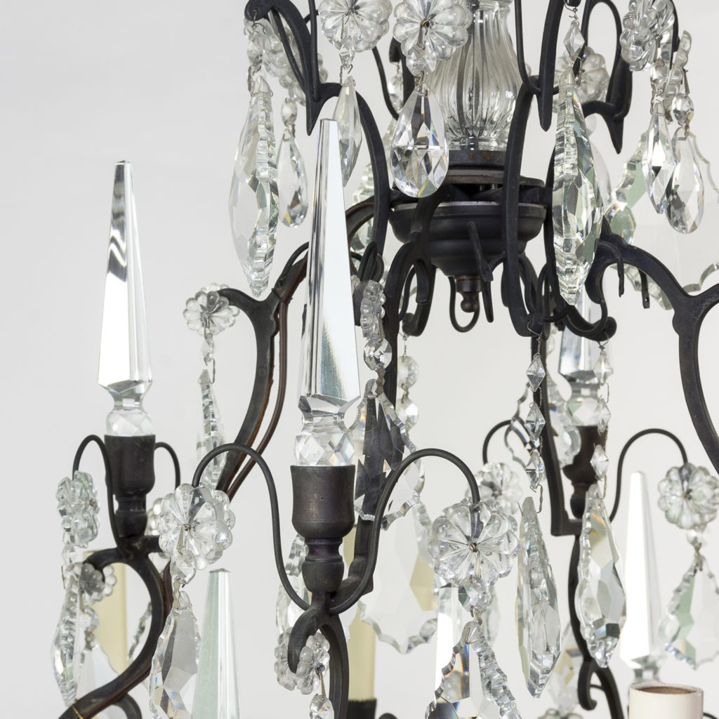 Mid twentieth century glass birdcage chandelier,-129922