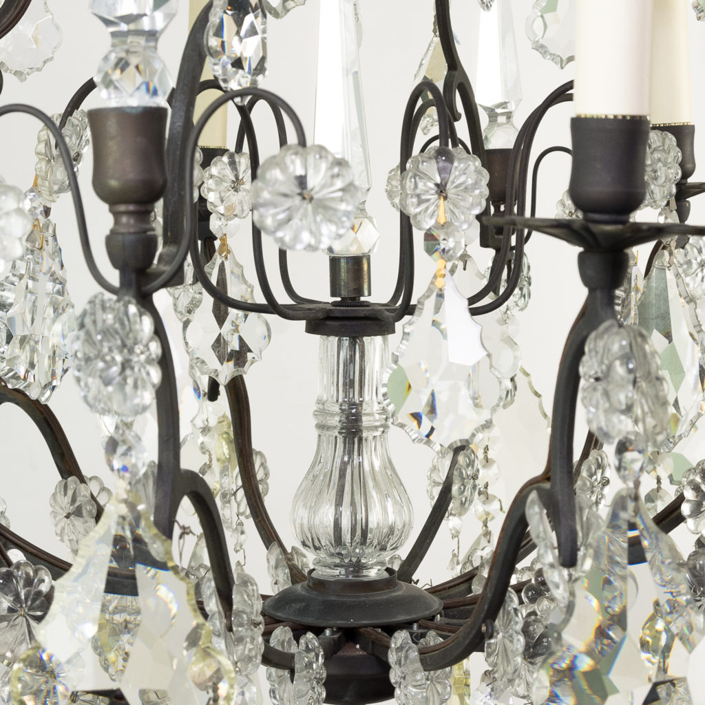 Mid twentieth century glass birdcage chandelier,-129925