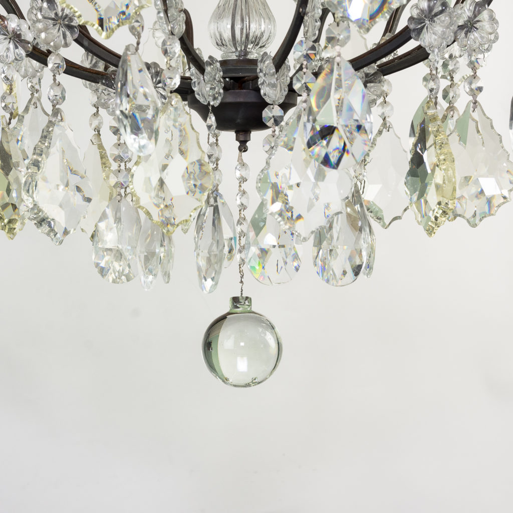 Mid twentieth century glass birdcage chandelier,-129929