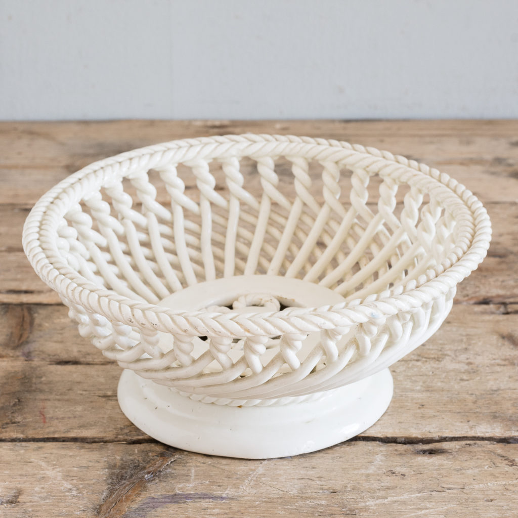 French woven porcelain fruit dish,