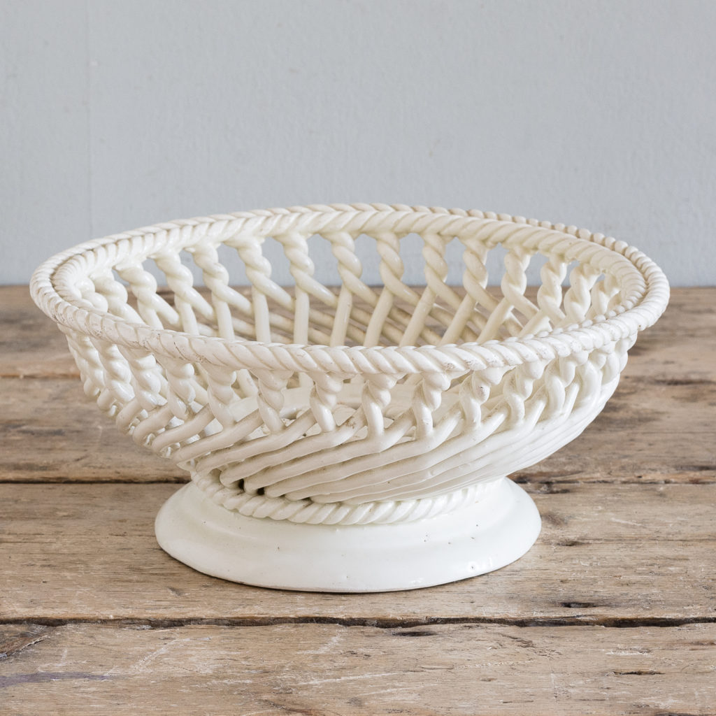 French woven porcelain fruit dish,