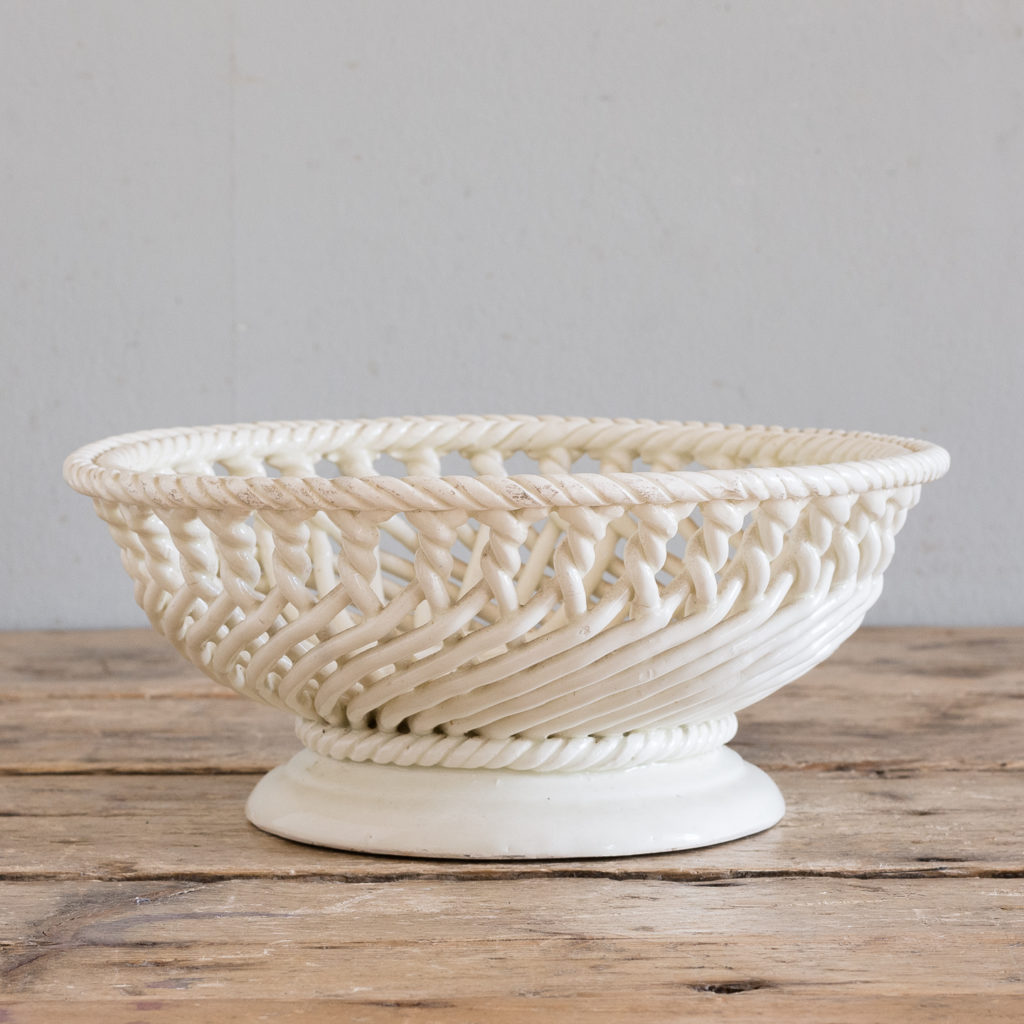 French woven porcelain fruit dish,