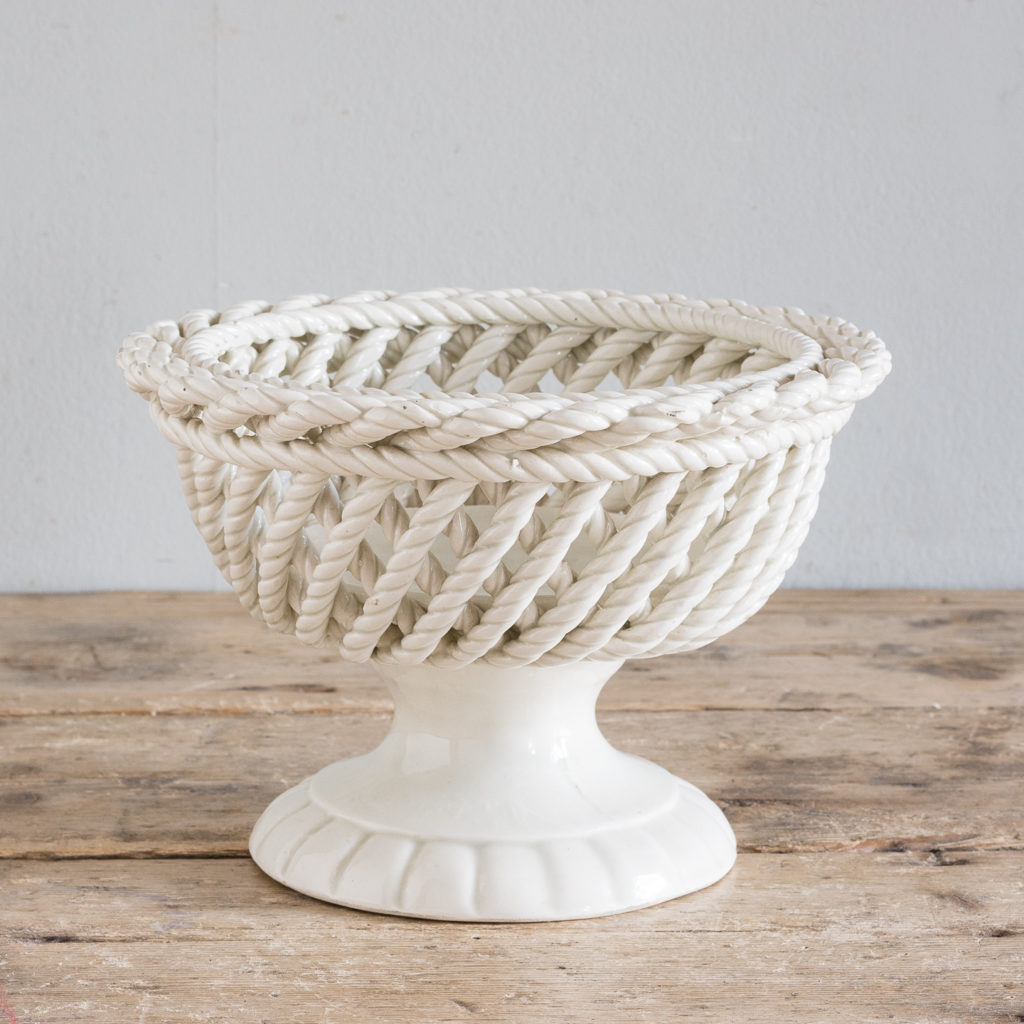 French woven porcelain fruit dish,