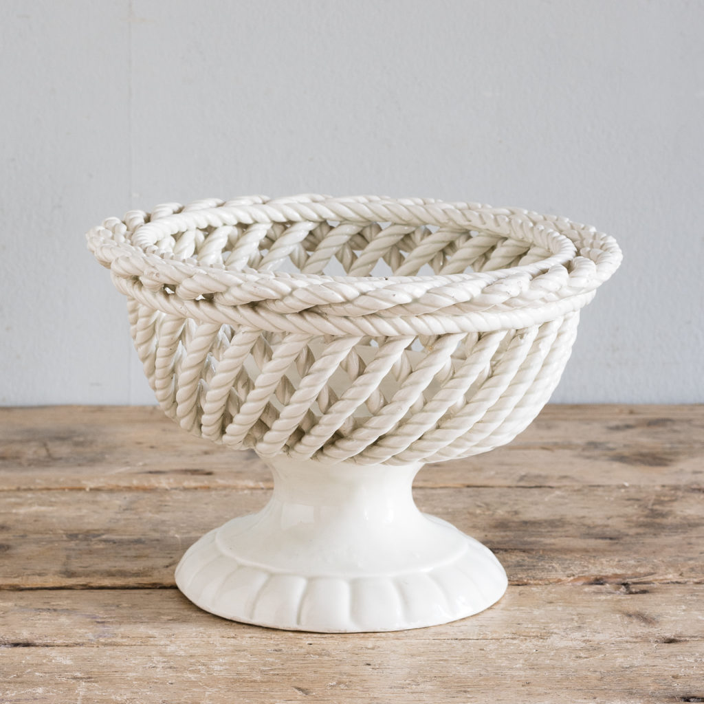 French woven porcelain fruit dish,-130074