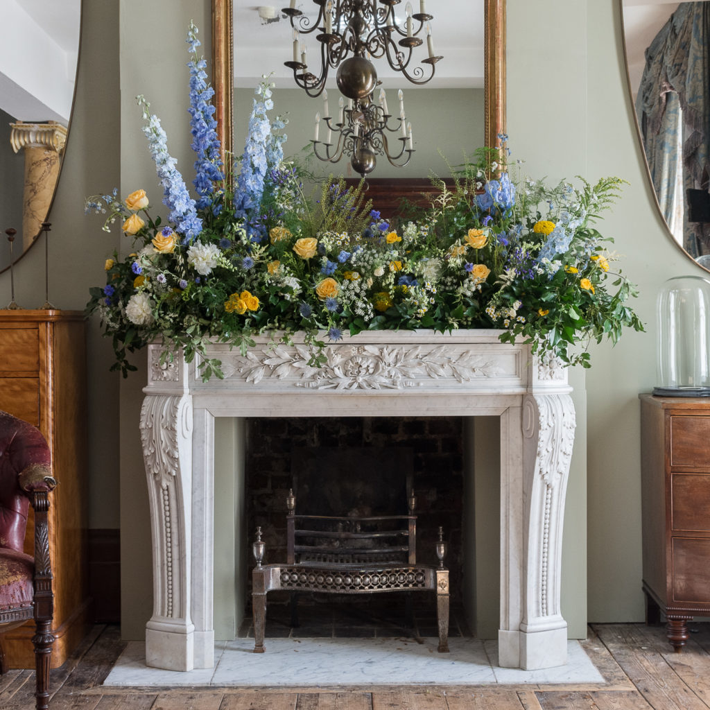 Louis XVI style Carrara marble chimneypiece,