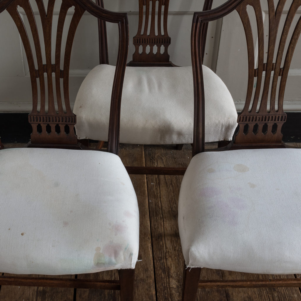 Three George III mahogany dining chairs,-128925