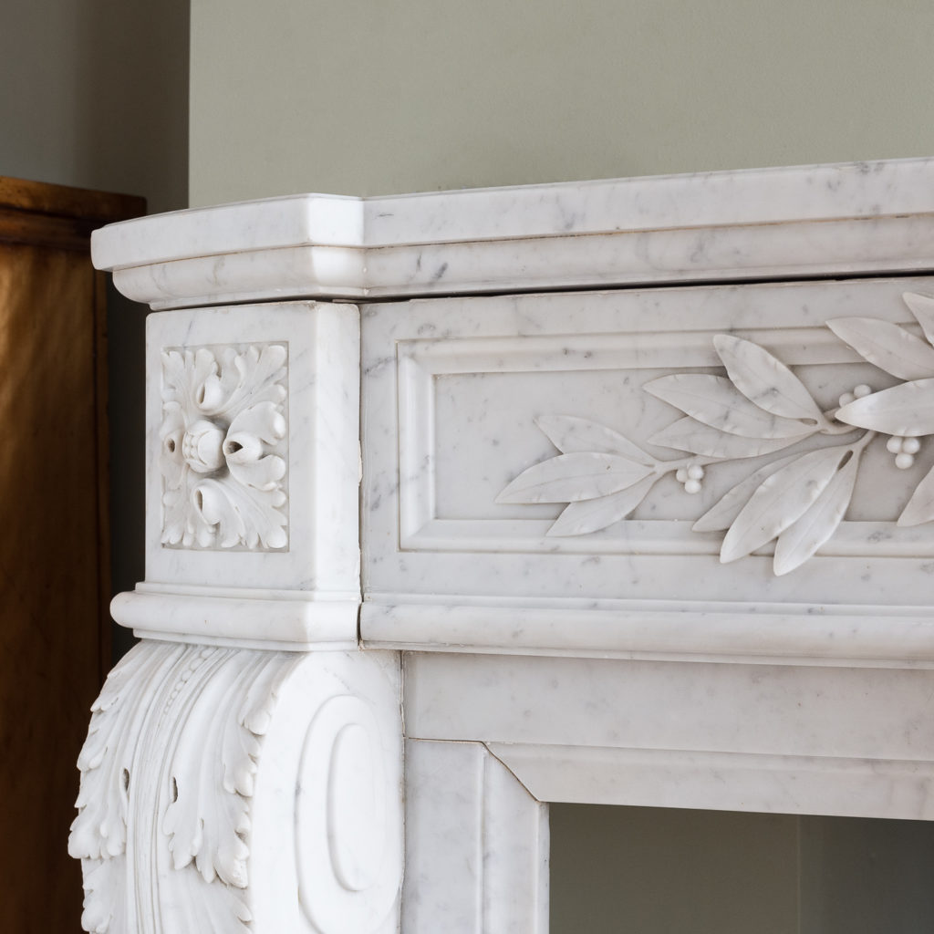 Louis XVI style Carrara marble chimneypiece,-128866