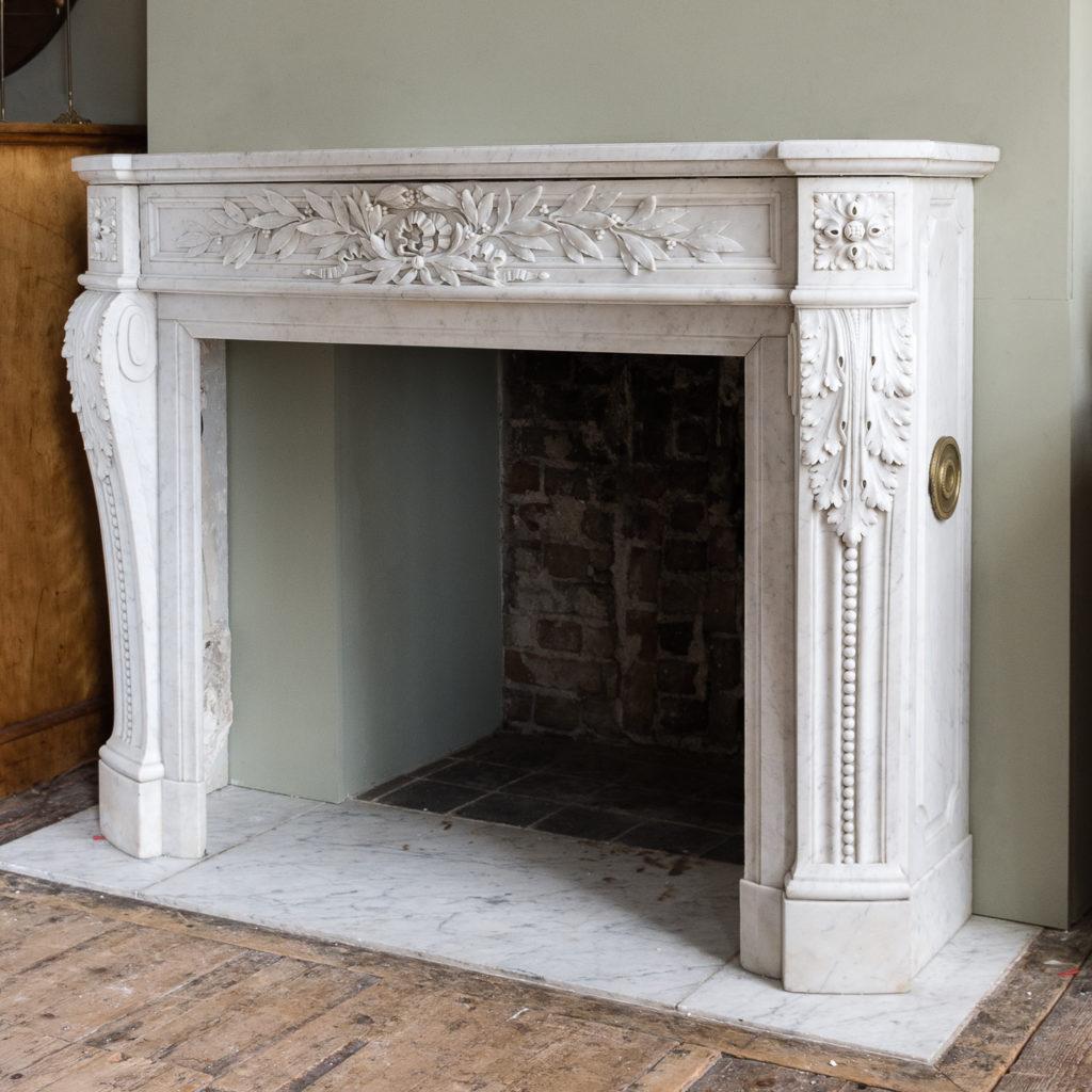 Louis XVI style Carrara marble chimneypiece,-128860