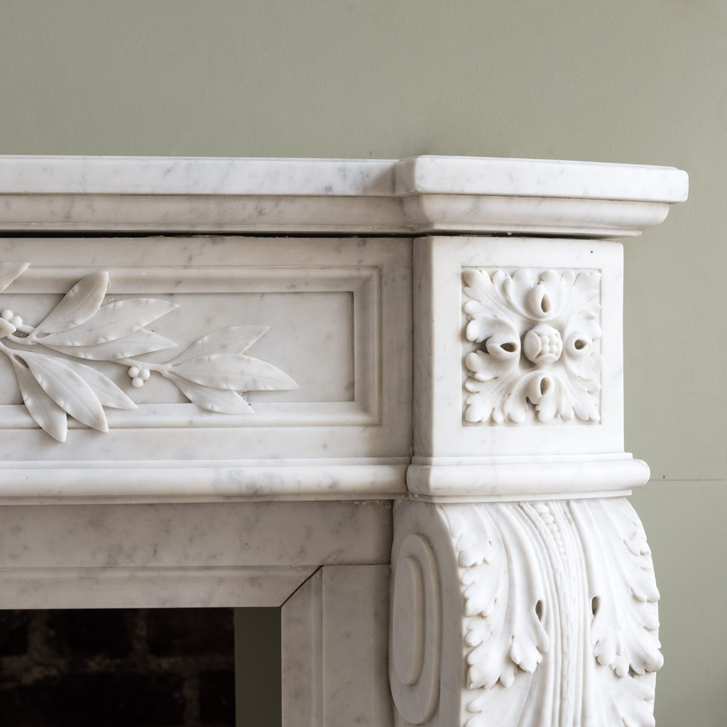 Louis XVI style Carrara marble chimneypiece,-128864