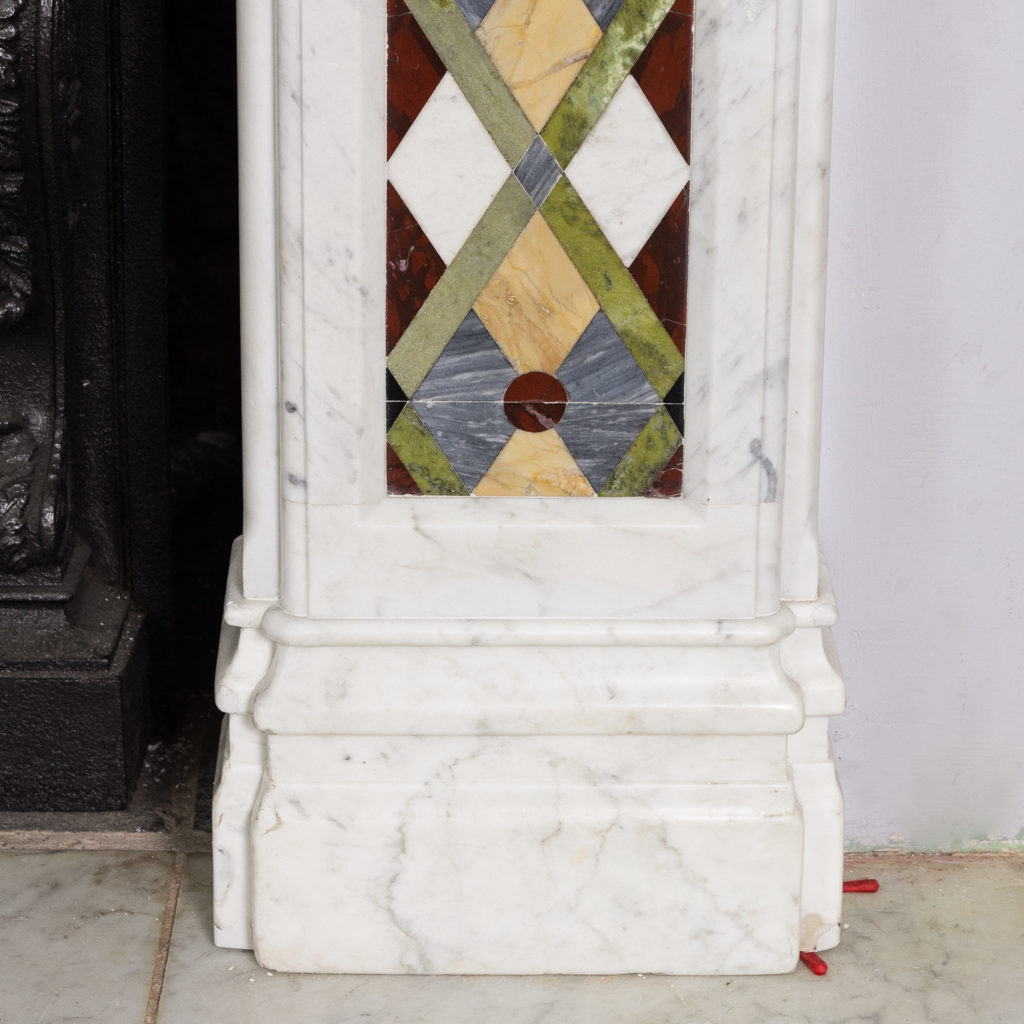 Victorian Arts and Crafts Carrara marble inlaid chimneypiece,-128823