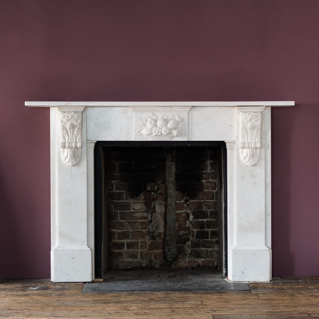Early Victorian statuary marble chimneypiece,