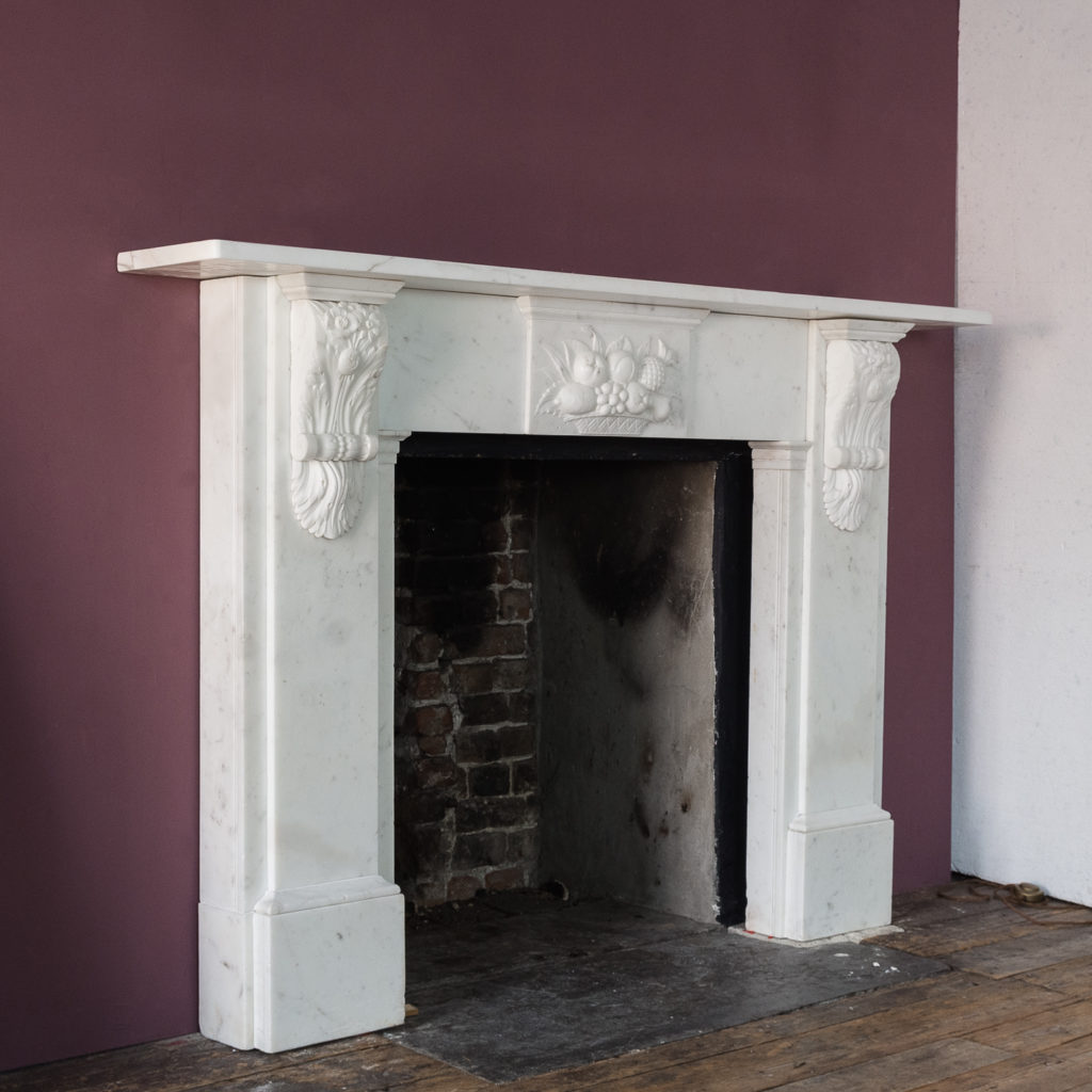 Early Victorian statuary marble chimneypiece,