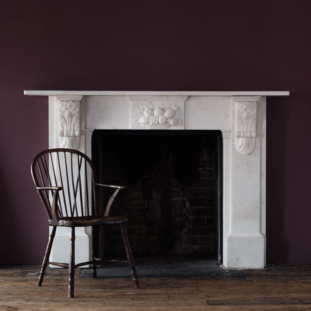 Early Victorian statuary marble chimneypiece,