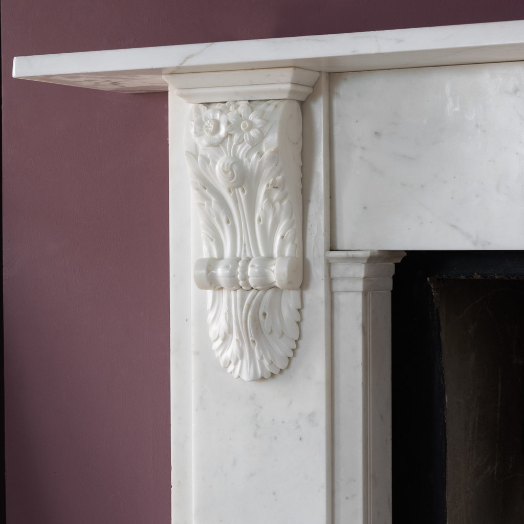 Early Victorian statuary marble chimneypiece,-130411