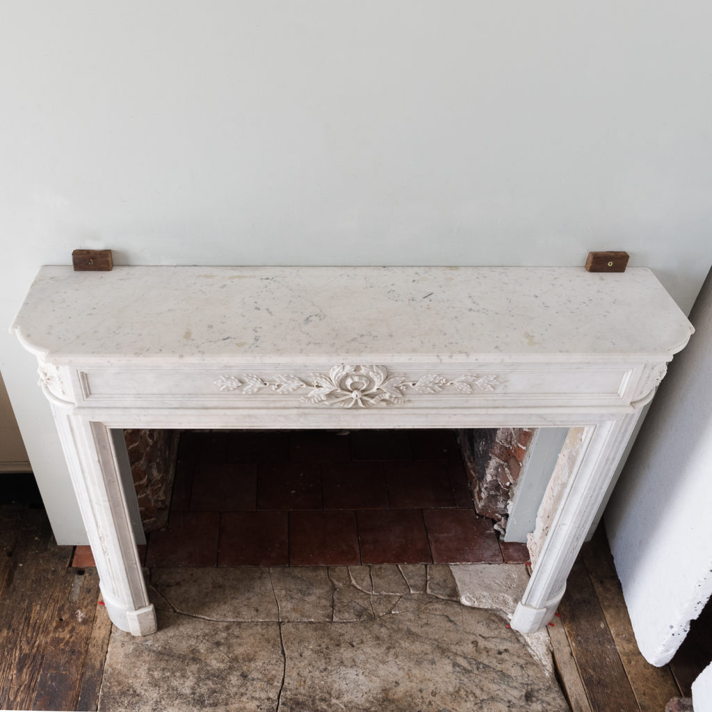 Louis XVI style Carrara marble chimneypiece,