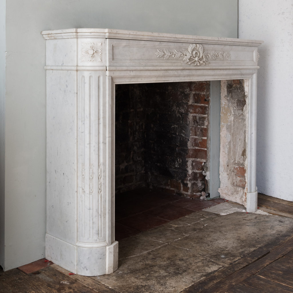 Louis XVI style Carrara marble chimneypiece,-130528