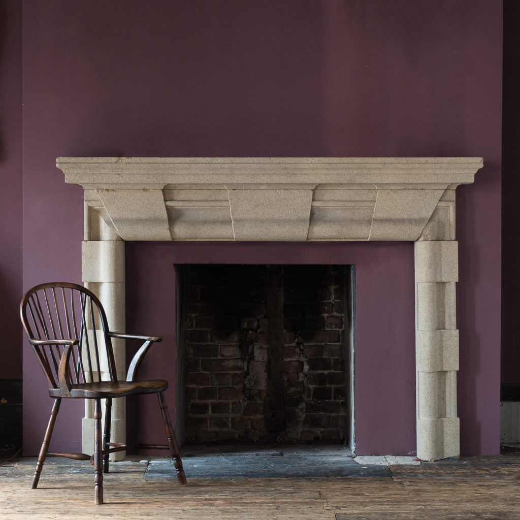 English Baroque style stone chimneypiece,