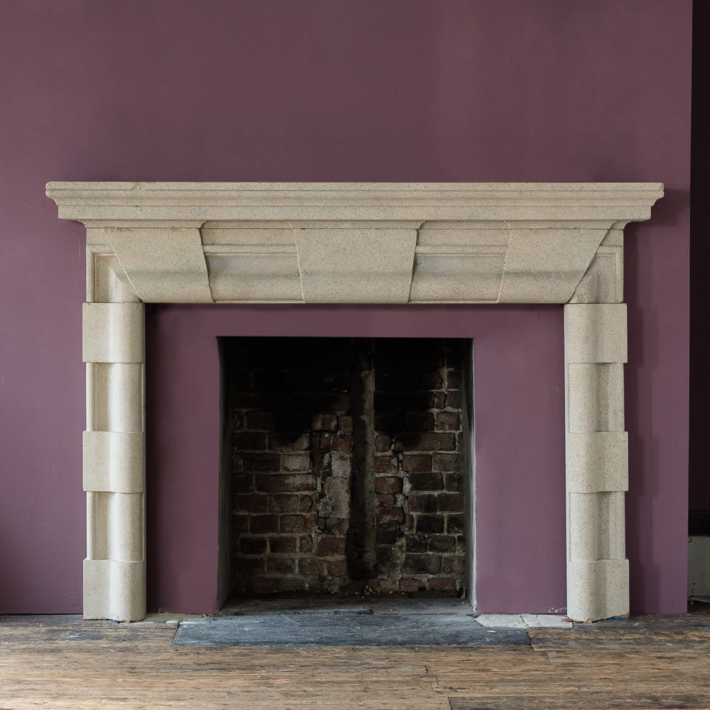 English Baroque style stone chimneypiece,