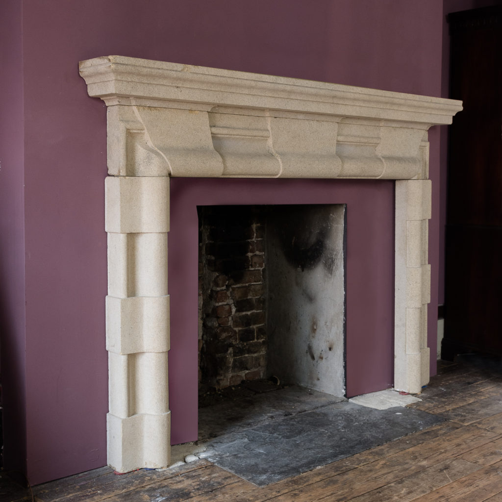 English Baroque style stone chimneypiece,-130470