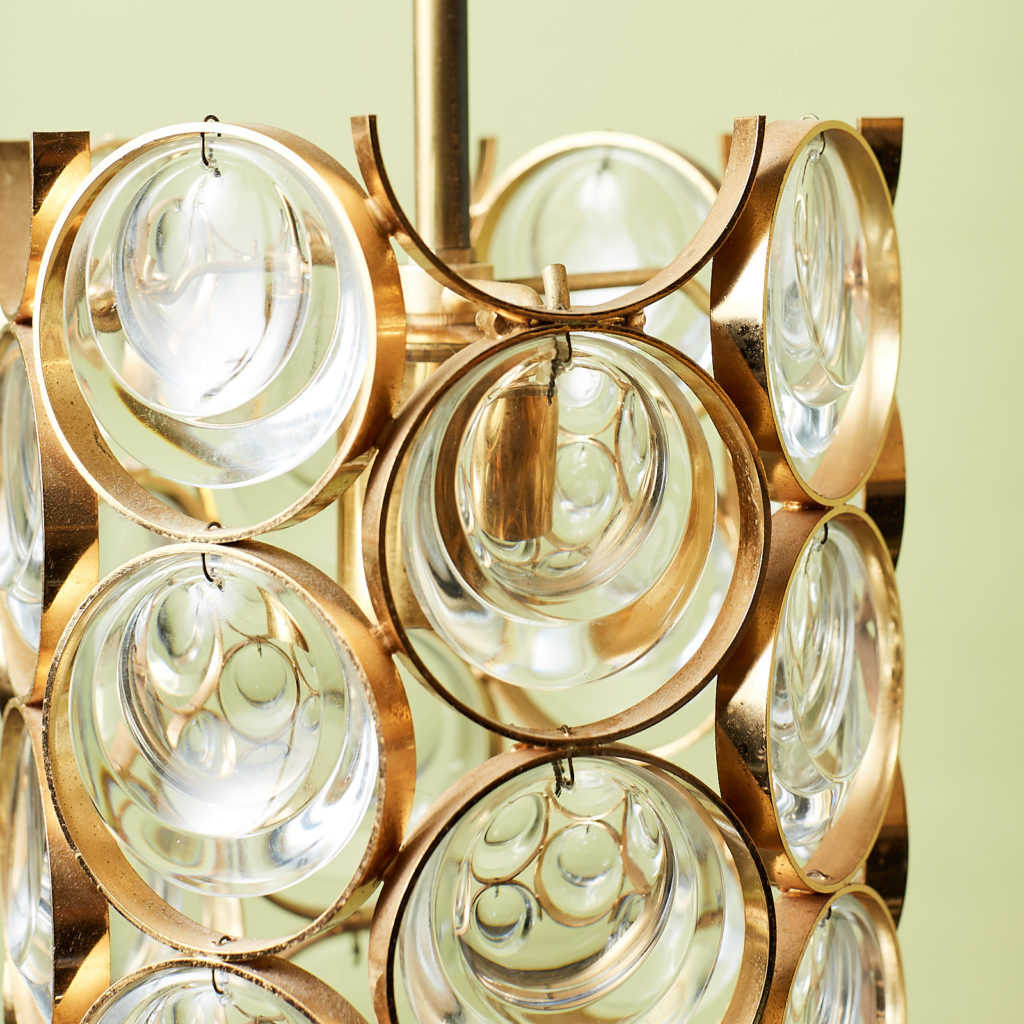 Small gold plated brass framed glass chandelier, -131399