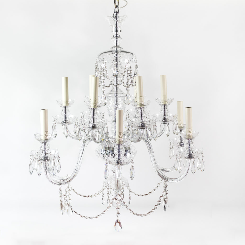 twentieth century cut and moulded glass twelve light chandeliers,
