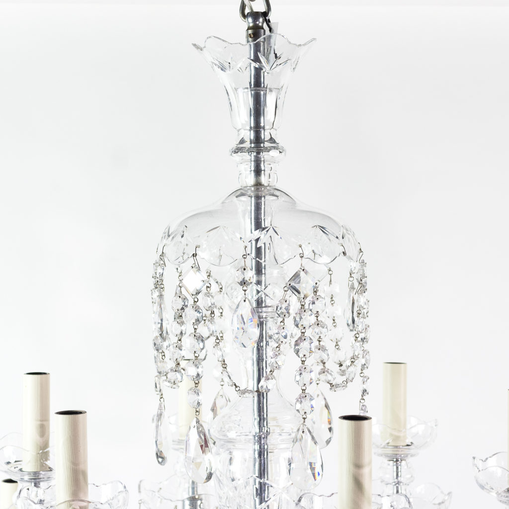 Two twentieth century cut and moulded glass twelve light chandeliers,-131582