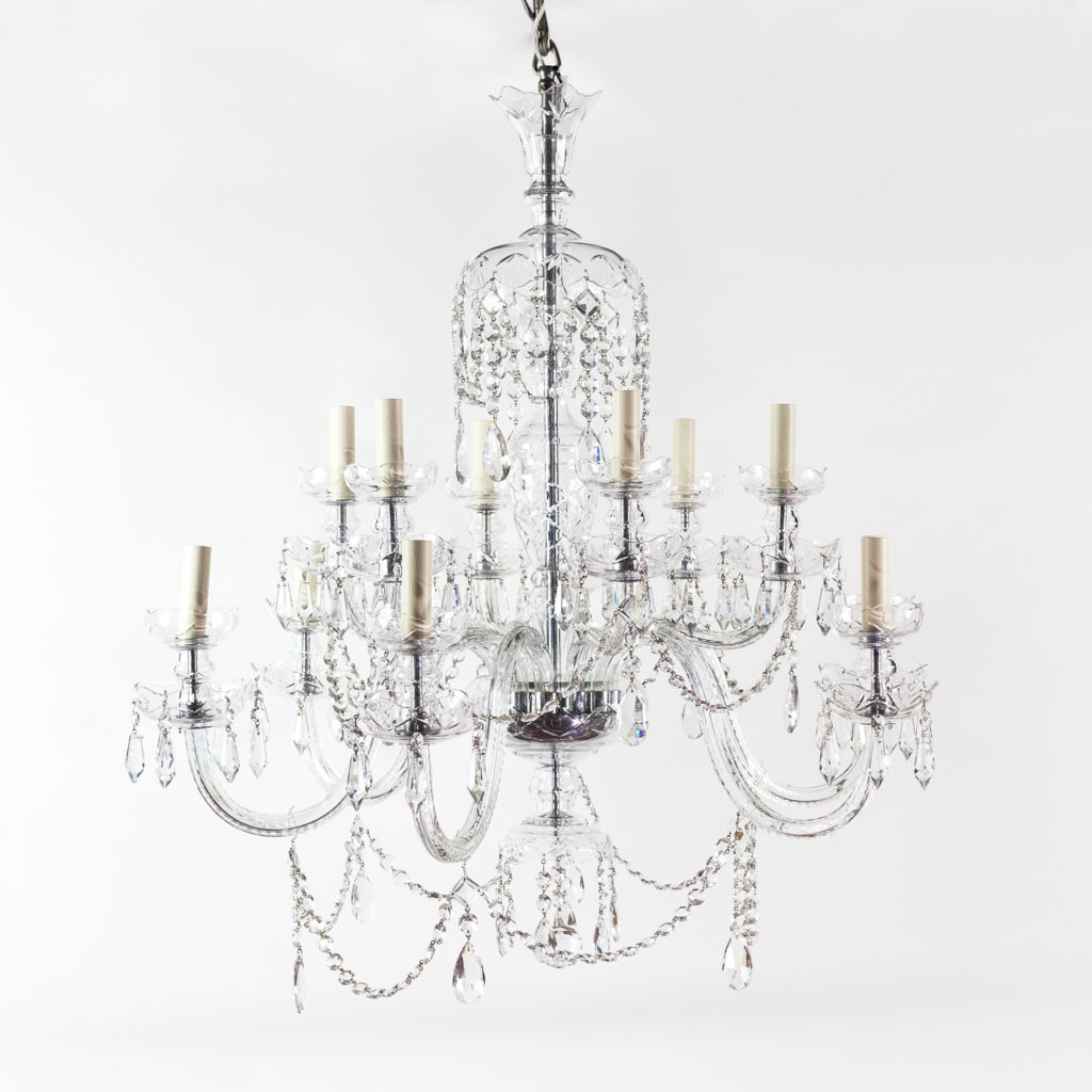 twentieth century cut and moulded glass twelve light chandeliers,