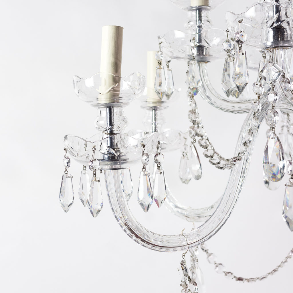 Two twentieth century cut and moulded glass twelve light chandeliers,-131577