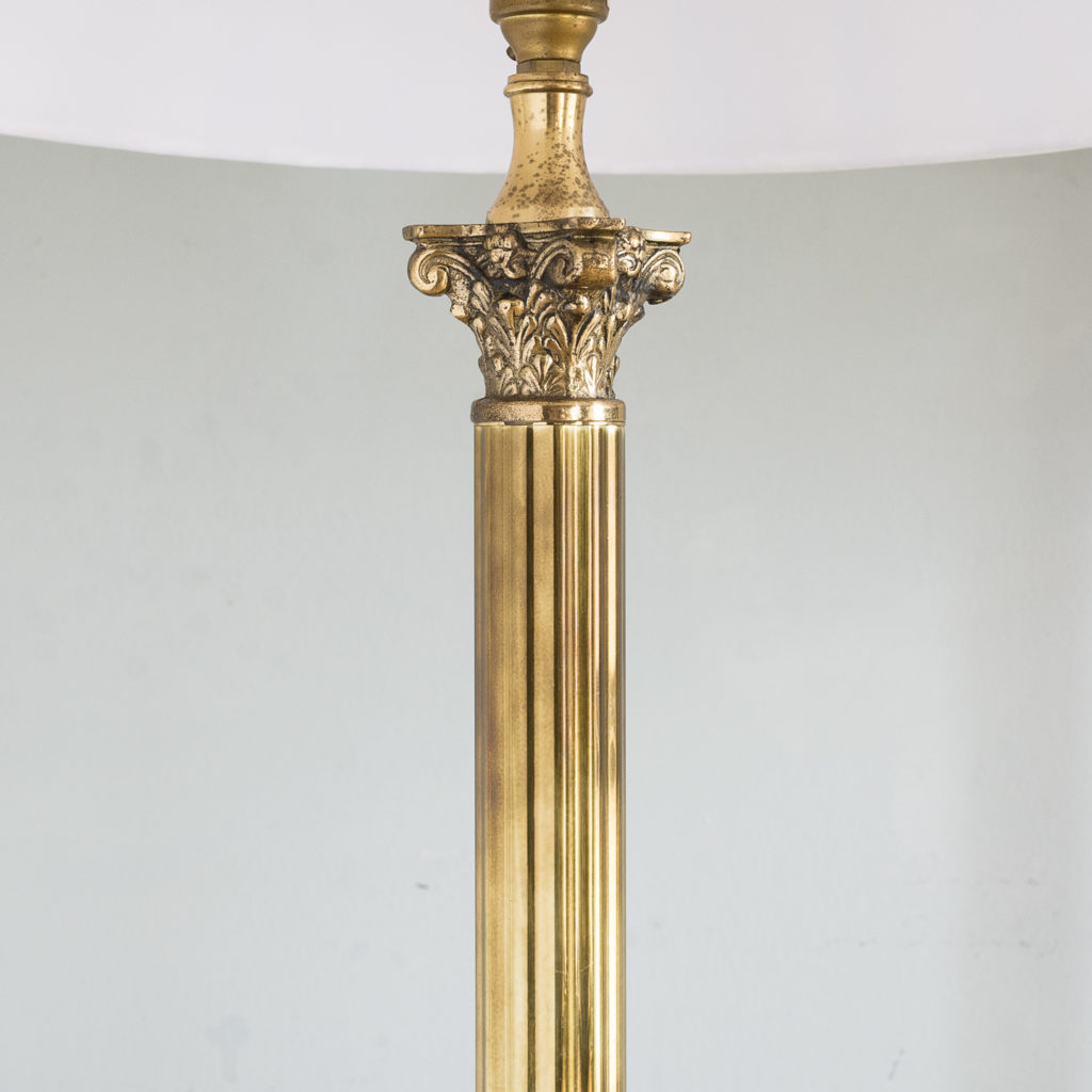 Pair of brass Corinthian column table lamps,-131538