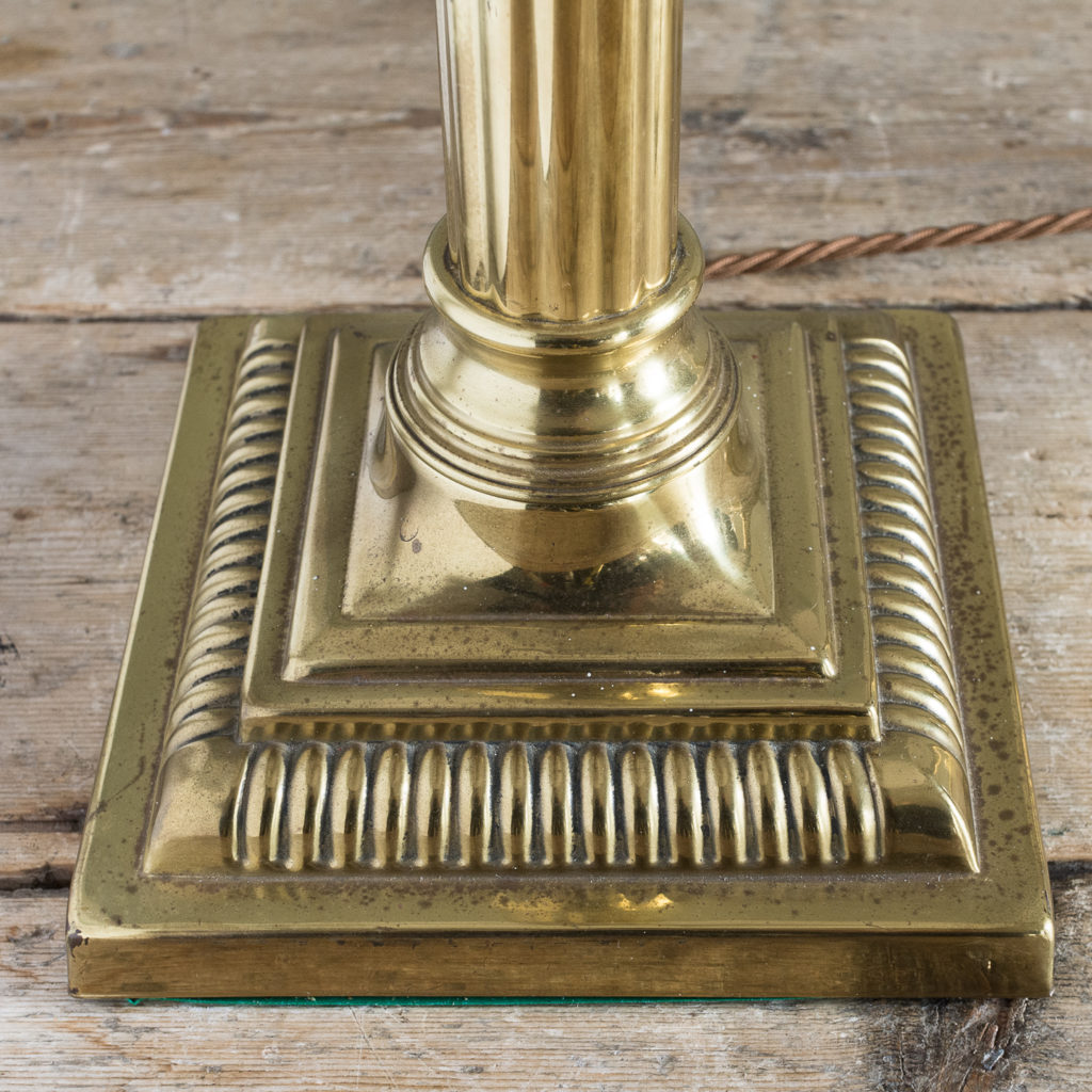 Pair of brass Corinthian column table lamps,-131543