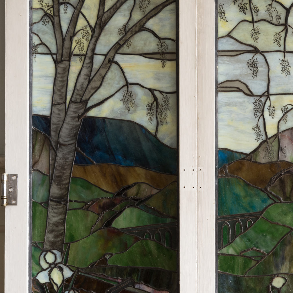 Two large Tiffany style stained glass panels, -131716