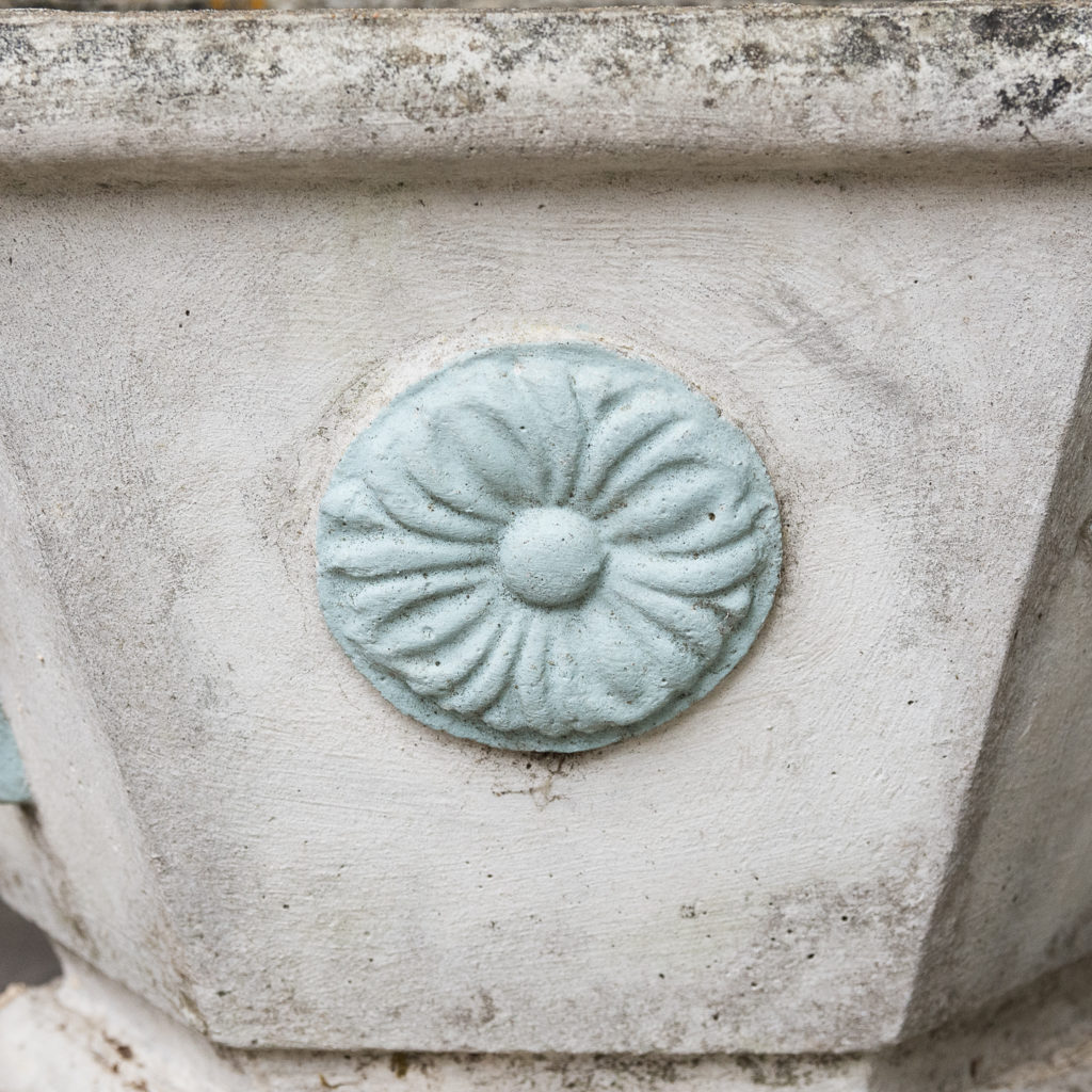 Pair of hexagonal reconstituted stone garden planters,-131421