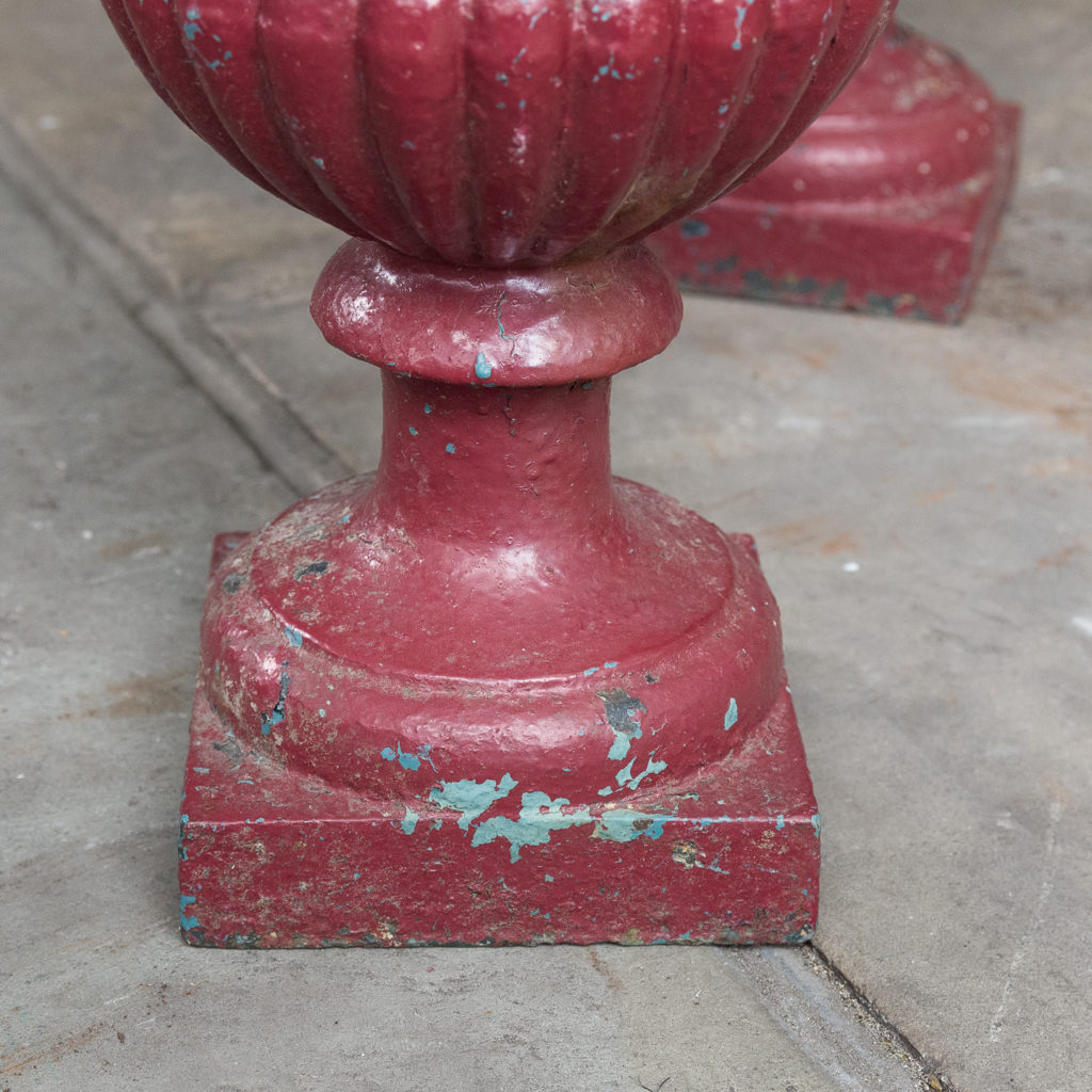 Pair of cast iron campana urns,-131471