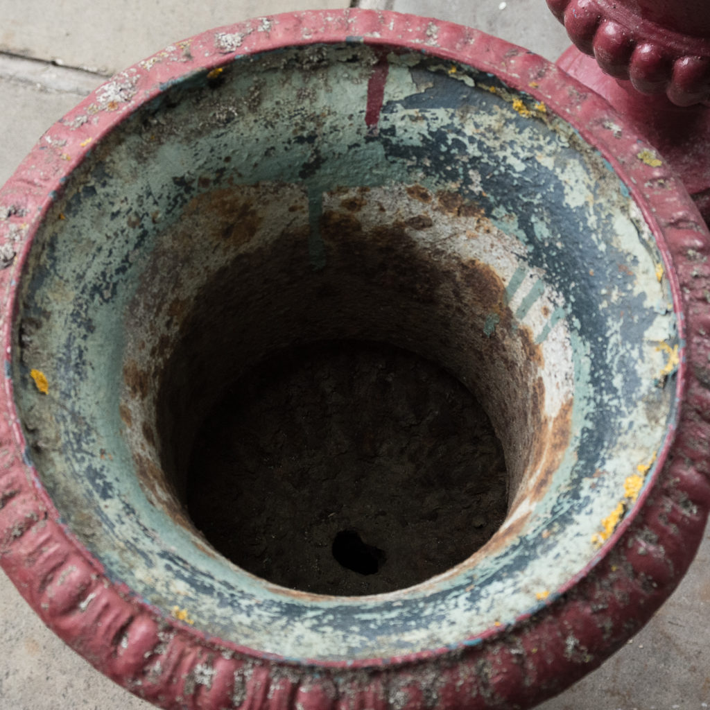 Pair of cast iron campana urns,-131473