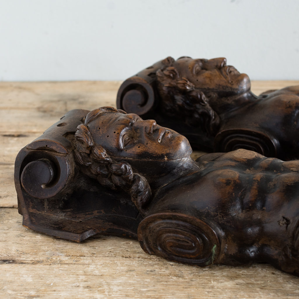 Pair of eighteenth century walnut figural terms,-130709