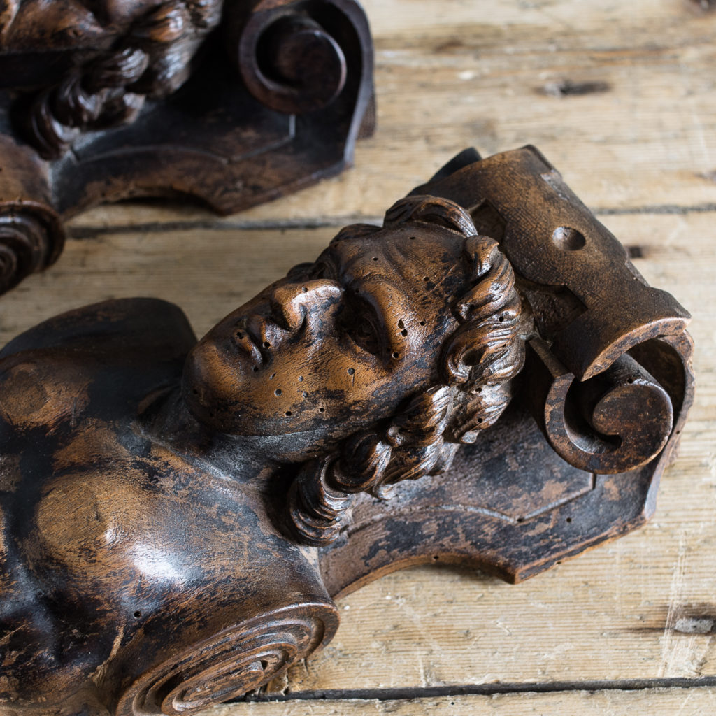 Pair of eighteenth century walnut figural terms,-130711