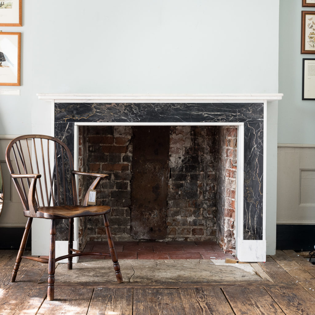 Portoro and Carrara marble chimneypiece,