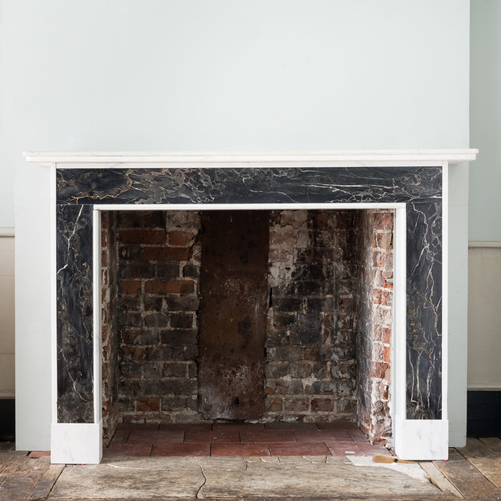 Portoro and Carrara marble chimneypiece,